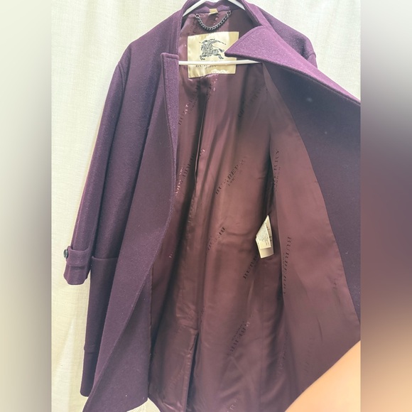 Burberry wool cashmere eggplant wrap coat - Picture 5 of 11